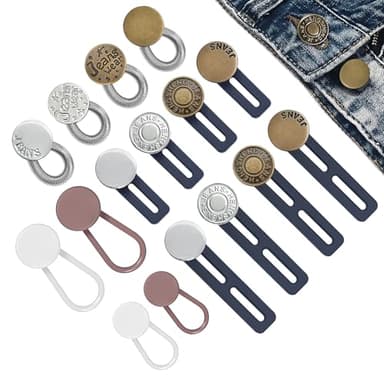 16 Pcs Button Extender for Jeans & Pants, Adjustable Pants Waist Button Extenders 1-1.8 Inches for Women Men, 5 Colors Pant Waistband Expanders