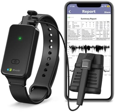 SleepO2 Wrist Recording Pulse Oximeter by EMAY | Continuous Pulse Oximeter to Record Blood Oxygen Saturation and Pulse Rate Overnight | Export Sleep Report & Raw Data