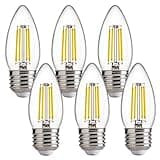 FLSNT Dimmable LED Candelabra Bulbs, 60W Equivalent LED Chandelier Light Bulbs, 5000K Daylight, E26 Base, 550LM, 6 Pack
