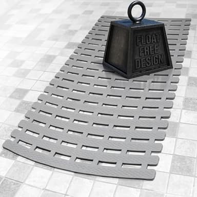 SlipX Solutions Weighted Non Slip Bath Mat for Textured Tub & Shower Surfaces, Patent Pending, Anti Slip Bathtub Safety Without Suction Cups, Doesn’t Float, Works on Tile & Stone 31” x 15”, Gray