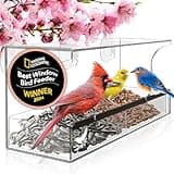 Window Bird Feeder by Nature's Hangout - Award-Winning Transparent Acrylic Bird Feeders for Outdoors, No Assembly, Strongest Suction Cups, Birds Watching for Cats, Easy-to-Clean Birdhouse Feeder