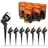 Malibu 8Pack Low Voltage Landscape Lights, 20 watts Outdoor Spotlight Weatherproof Flood Lights 145 Lumens Halogen Lighting 2800K Warm White Light for Garden, Yard, Pathway, Driveway Lighting
