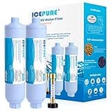 ICEPURE RV Water Filter system for Garden, RV, Pool, Camper, Marine, Boat Hose for Drinking, Car Washing, Gardening, Planting, Spa, Reduces Chlorine, Odors, with 1 flexible hose protector, 2PACK