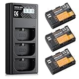 K&F Concept 3-Pack LP-E6NH Battery and Triple Slot Charger for Canon EOS R7, R6, R5, R, 6D Mark II, 5D Mark IV, 5D Mark III, 5DS, 5DS R, 5D Mark II, 80D, 90D, 6D, 7D, 7D Mark II, 2250mAh
