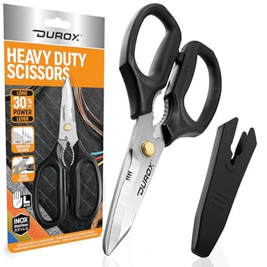 DUROX - Heavy Duty Scissors, Multipurpose Utility Scissors. Built to Cut Leather, Cardboard, Carpet, Plastic and Rope. All Purpose Heavy Duty Kitchen Scissors to Cut Meat, Poultry and Chicken Bones