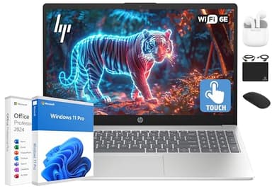 HP Flagship 15.6" HD Touchscreen Laptop Computer, 6-Core Intel i3 Processor, 64GB RAM, 2.5TB Storage (2TB SSD + 500GB Ext), Wi-Fi, Long Battery, HubxcelAccessory, Lifetime Office 2024, Win 11 Pro