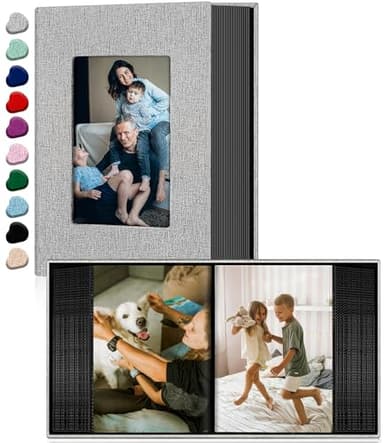 Ejblfe Photo Album 4x6,Linen Cover Slide-in Photo Album Book Can Holds 100 4x6 Photos with 50 Black Sheets for Family,Wedding,Baby and Holiday Pictures (Gray)