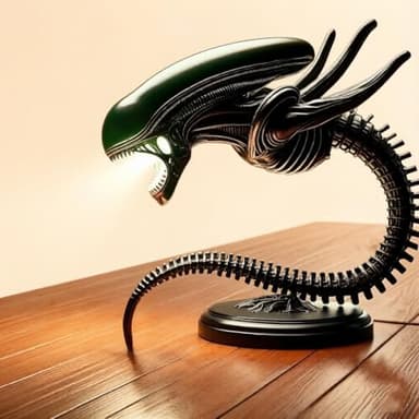 JUIANG Alien lamp Xenomorph Collectible Figurine,LED Eye Protection Reading Desk Light Sci-Fi Horror Theme with Display Base (B-Lights)
