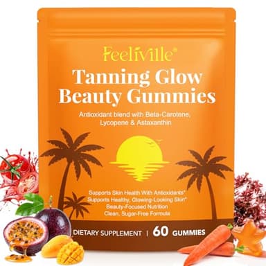 Astaxanthin Tanning Gummies Sun-Free for Women & Men, NO Sugar, With Beta Carotene, Vitamin ACDE Lycopene Enjoy a Tasty, Easy to Carry, No Water Making it Easy Enjoy a Healthy Tan Every Day 60Count