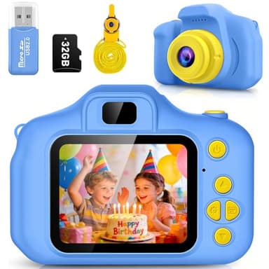 Kids Camera for Boys Age 3-8, Birthday Gift for Boys, Toddler Digital Video Camera for Kids with 32GB SD Card Included, Easy to Use Durable Shockproof Camera Toy for 3 4 5 6 7 8 Year Old