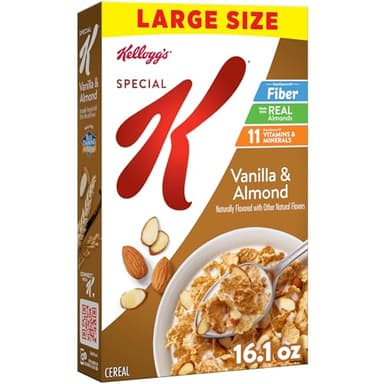 Kellogg's Special K Vanilla and Almond Breakfast Cereal, Good Source of Fiber, Large Size, 16.1 oz