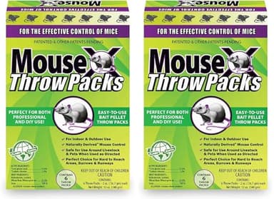 MouseX Throw Packs- for All Species of Rats Mice Safe Around Pets- Pack of 2