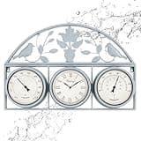 Tulivios 24 Inch Large Outdoor Clock, Pool Clock with Thermometer and Hygrometer Combo, Clock Outdoor Weatherproof Non-Ticking Quartz Battery Operated Decor Waterproof Clock for Patio, Garden, Porch