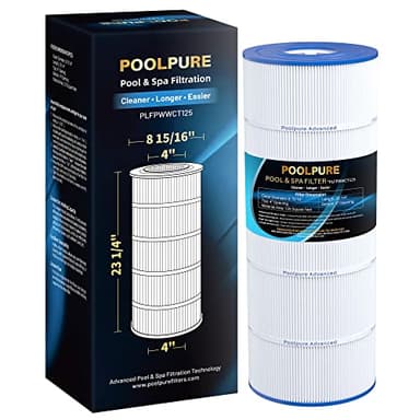 POOLPURE PLFPWWCT125 Pool Filter Replaces PWWCT125, Ultra-B2, Porpoise PP-B2-M, Clearwater II ProClean 125, 817-0125N, 125 Sq.ft Filter Cartridge 1PACK