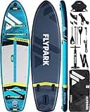 Flypark 10'8''x35'' Fishing Inflatable Paddle Board, Extra Wide SUP Paddleboard Inflatable, Fishing Stand Up Paddle Board, 2 Fish mounts, Rod Hold, Measurement, Kayak seat, Camera Mount Shoulder Strap