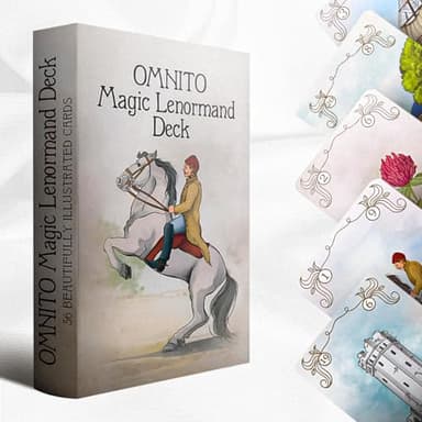 OMNITO Borderless Oracle Magic Lenormand Deck | Wisdom Cards for Love and Life | Mystical Vintage 36-Card Set with Guide Book for Soul, Destiny, and Fortune Reading