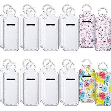 Sublimation Lipstick Holder Keychain Blank Neoprene Lipstick Keychain Holder, White, 10 x 4 cm/ 3.94 x 1.57 inches