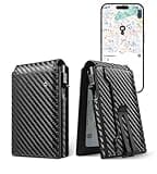 Auskang Mens Wallet with Smart Tracker Works for Find My App, Minimalist Leather RFID Blocking Credit Card Holder, Replacement for AirTag Wallet, with Money Clip, Not for Android, Black