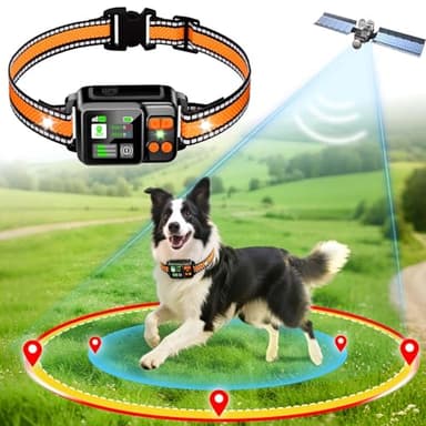 GPS Wireless Dog Fence System, Electric Dog Fence Using GPS Electric Satellite Technology, IPX7 Waterproof Rechargeable Design, GPS Dog Collar Has 2 Modes Circular and Free-Form Fence