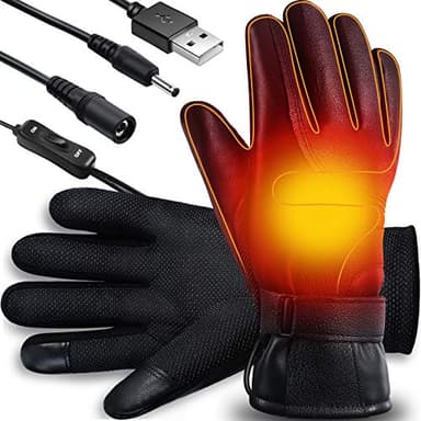 Syhood USB Heated Gloves, Touchscreen Waterproof Electric Heated Gloves for Men Women, Warm for Outdoor, Skiing, Motorcycling Hiking Cycling, Valentine Gift for Him or Her(1 Pair)