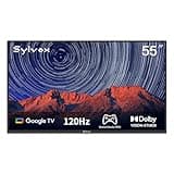 SYLVOX Outdoor TV, 55 inch 120Hz 4K Smart TVs, Weatherproof & IP55 Waterproof, Compatible with Google & Dolby Atmos, Support HDMI 2.1 & USB 3.0, 1000 Nits Outside Televison for Gaming (2025 Model)