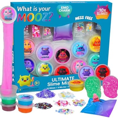 Ultimate Slime Kit–10 Pack Cloud Dough, Crunchy, Butter & Jelly Mini Slimes, Non-Sticky & Scented, Kawaii Mix-Ins & Blind-Bag Charm, Sensory Party Favors & ASMR Gifts for Girls & Boys Ages 5–12, MOOZ