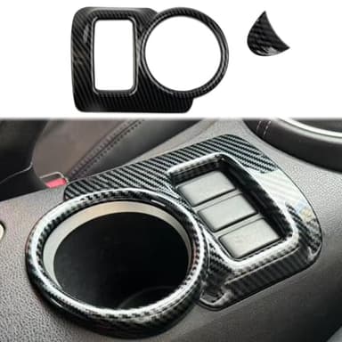 Fewshaw Carbon Fiber Style Center Console CupHolder Seat Heating Button Panel Cover Armrest Box Trim Accessories for Nissan 370Z