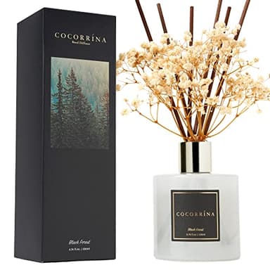 Cocorrína Reed Diffuser Sets, 6.7 fl oz. Black Forest Diffuser with Sticks Home Fragrance Reed Diffuser for Bathroom Shelf Decor