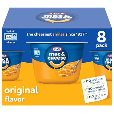 Kraft Mac and Cheese, 8 Cups, for Easy Dinner or Dinner Sides, Original Flavor, No Artificial Flavors, Preservatives or Dyes, 2.05 oz