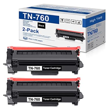 TN760 High-Yield Black Toner Cartridge Twin Pack, TN760 2PK, Replacement for Brother TN-760 TN-730 Toner for HL-L2350DW L2395DW L2390DW L2370DW MFC-L2750DW MFC-L2710DW DCP-L2550DW Printer…