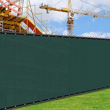 iCover 6x25ft Privacy Screen Fence, Outdoor Fencing Panels, Garden Windscreen Mesh Shade Sail Net Barrier, Include Reinforced Bindings and Brass Grommets Cable Zip Ties, Green