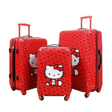 Bioworld Hello Kitty 3-Piece Luggage Set - 20", 24", and 28" Rolling Suitcases