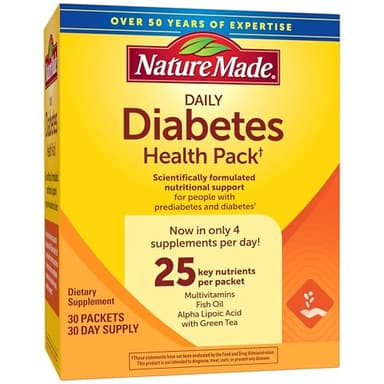 Nature Made Diabetes Health Pack, Daily Dietary Supplements for Nutritional Support, 30 Packets, 30 Day Supply