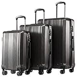 Coolife Luggage Expandable Suitcase PC+ABS 3 Piece Set with TSA Lock Spinner 20in24in28in