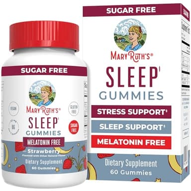 MaryRuth Organics Sleep Gummies | Sugar Free | NO Melatonin | L Theanine | Lemon Balm Leaf | Chamomile | Vitamin B6 | Relaxation & Sleep Support | Stress Relief | Vegan | Gluten Free | 60 Count