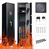 HEANVO 5 - Gun Safe Rifle, Long Gun Cabinet for Home Rifle and Pistols, Gun Locker & Cabinets with Drawer and Removable Shelf, Cabinet with Mute Function, Rifle Safe with LED Light
