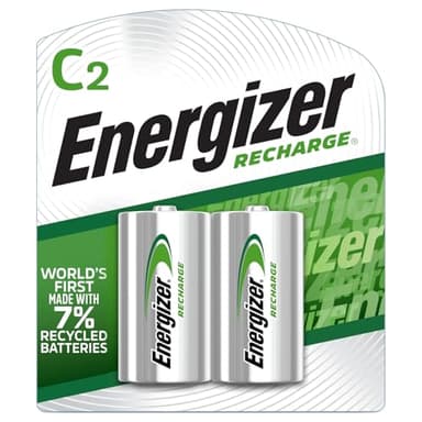 Energizer Rechargeable C Batteries, Recharge C Battery Precharged, 2 Count