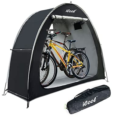 iCool Outdoor Bike Covers Storage Shed Tent, 210D Oxford Thick Waterproof Fabric Aluminum Alloy Bracket Bicycle Storage shed Neat Cover - Storage of 2 Bicycles or tricycles-Black
