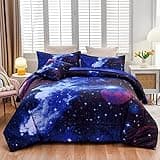 A Nice Night Galaxy 6Pcs Bedding Sets Outer Space Comforter Bed in a Bag 3D Printed Quilt,for Children Boy Girl Teen Kids,Twin 6Pcs