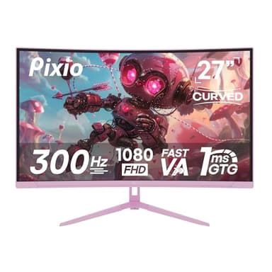 Pixio PXC279 Wave Pink 27 inch 300Hz Refresh Rate FHD 1080p Resolution 1650R Curved Fast VA Panel 1ms GTG Response Time Adaptive Sync HDR Curved Gaming Monitor
