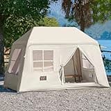 TANSTRIDER Inflatable Tents for Camping, Blow Up Tents with Hand Pump, 3-4 Person Air Glamping Tent, Easy Setup 4 Season Waterproof Windproof Outdoor Glamping House