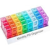 Monthly Pill Organizer 2 Times a Day, one Month Pill Box AM PM, 30 Day Pill Case Small Compartments to Hold Vitamin and Travel Medicine Organizer, 31 Day Pill Organizer, 4 Week Pill Cases