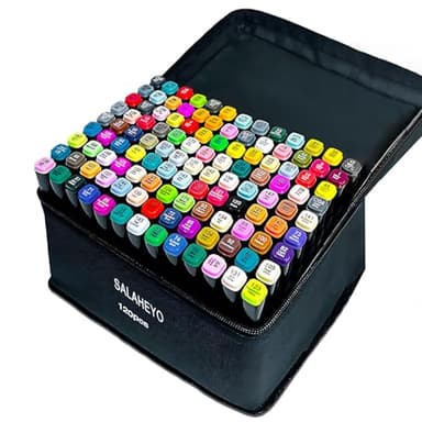 SALAHEYO 120 Colors Alcohol Markers with Base Art Drawing Markers Set for Adults Painting,Coloring,Sketching, Comics, Illustration- Refillable