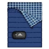 Cotton Flannel Double Sleeping Bag for Camping, Backpacking, Or Hiking. Queen Size 2 Person Waterproof Sleeping Bag for Adults Or Teens. Truck, Tent, Or Sleeping Pad, Lightweight（Pillows NOT Include