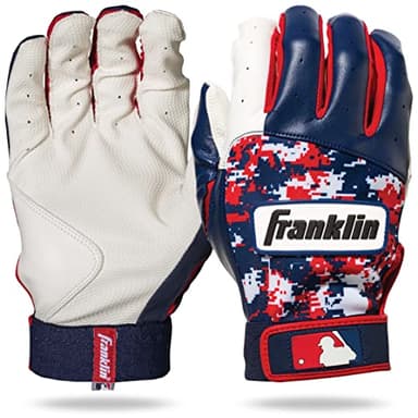 Franklin Sports Youth MLB Digi Camo Batting Gloves, White/Navy/Red, Medium
