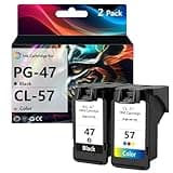ERNITH PG-47 Black and CL-57 Color Ink Cartridges Compatible for Canon PG-47 CL-57 for Canon Pixma E400 E410 E417 E460 E470 E477 E480 E3170 E3177 E3370 E4270 Printers