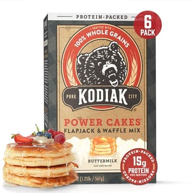 Kodiak Cakes Protein Pancake Power Cakes, Flapjack and Waffle Baking Mix, Buttermilk, 20 Oz, (Pack of 6)