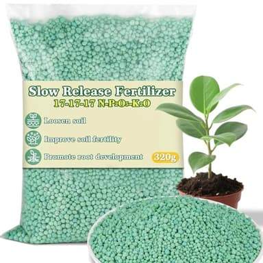 RAINFLOW 11.28OZ Slow Release Fertilizer - 17-17-17 Organic Plant Food All Purpose Plant Fertilizer for Most Potted,Fruit & Vegetable,Bulbs,Flowering,Leafy Plants Indoor & Outdoor Garden Fertilizers