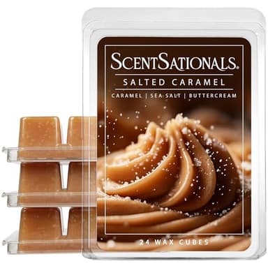 Scentsationals Wax Melts Strong Scent - Salted Caramel Buttercream - Long Lasting Scented Melts for Warmers, 10oz (24-Cubes)