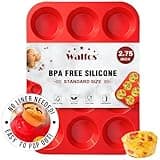 Walfos Silicone Muffin Pan - 12 Cups Regular Silicone Cupcake Pan, Non-stick Silicone Great for Making Muffin Cakes, Tart, Bread - BPA Free and Dishwasher Safe